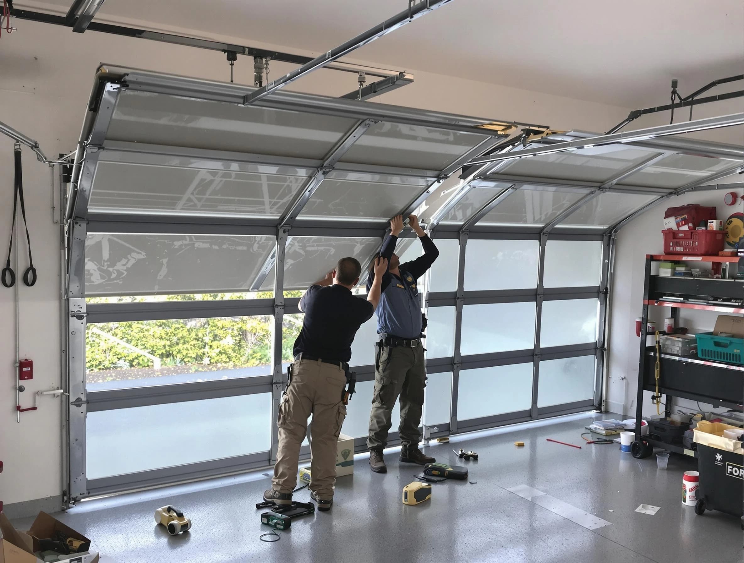 New City Garage Door Repair expert performing precise panel replacement on New City garage door
