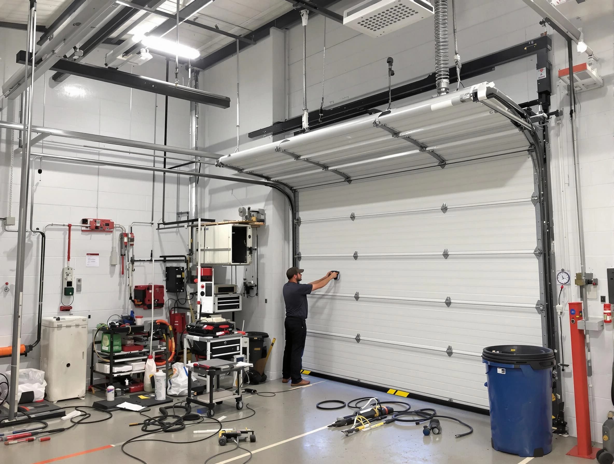 New City Garage Door Repair certified technician performing commercial door repair at a New City business facility