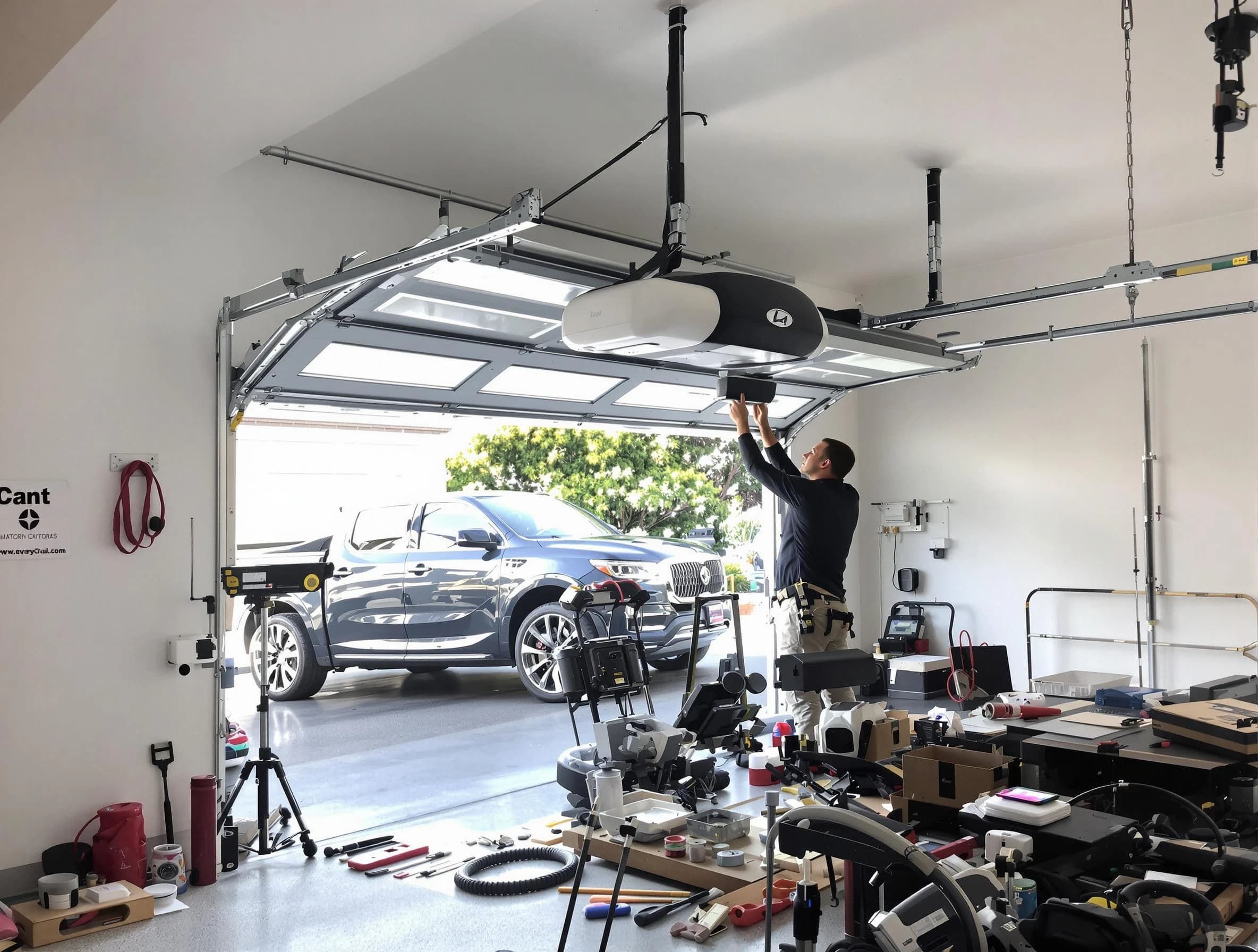 New City Garage Door Repair specialist installing smart garage door opener system in New City home