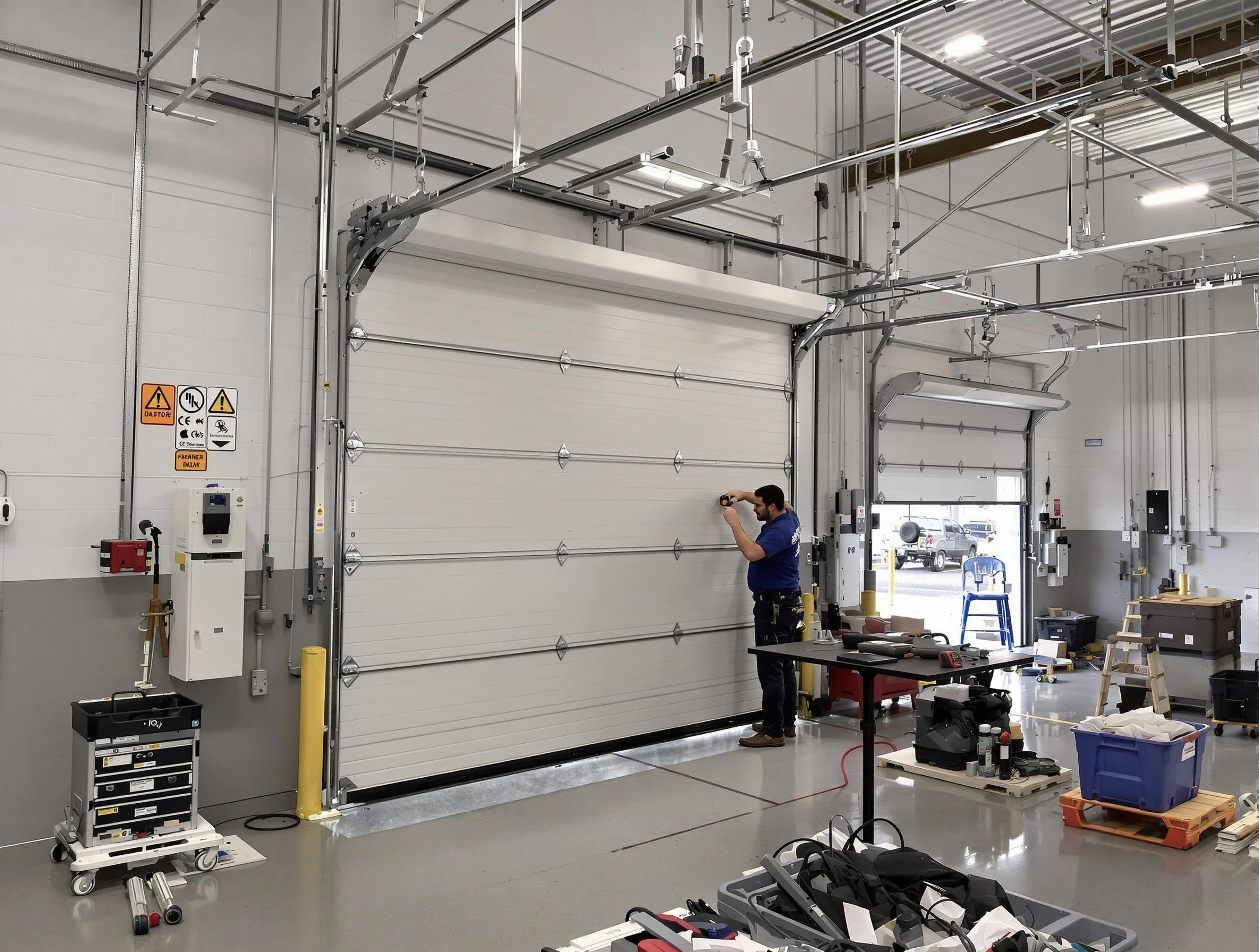 Commercial garage door repair being performed by New City Garage Door Repair expert in New City