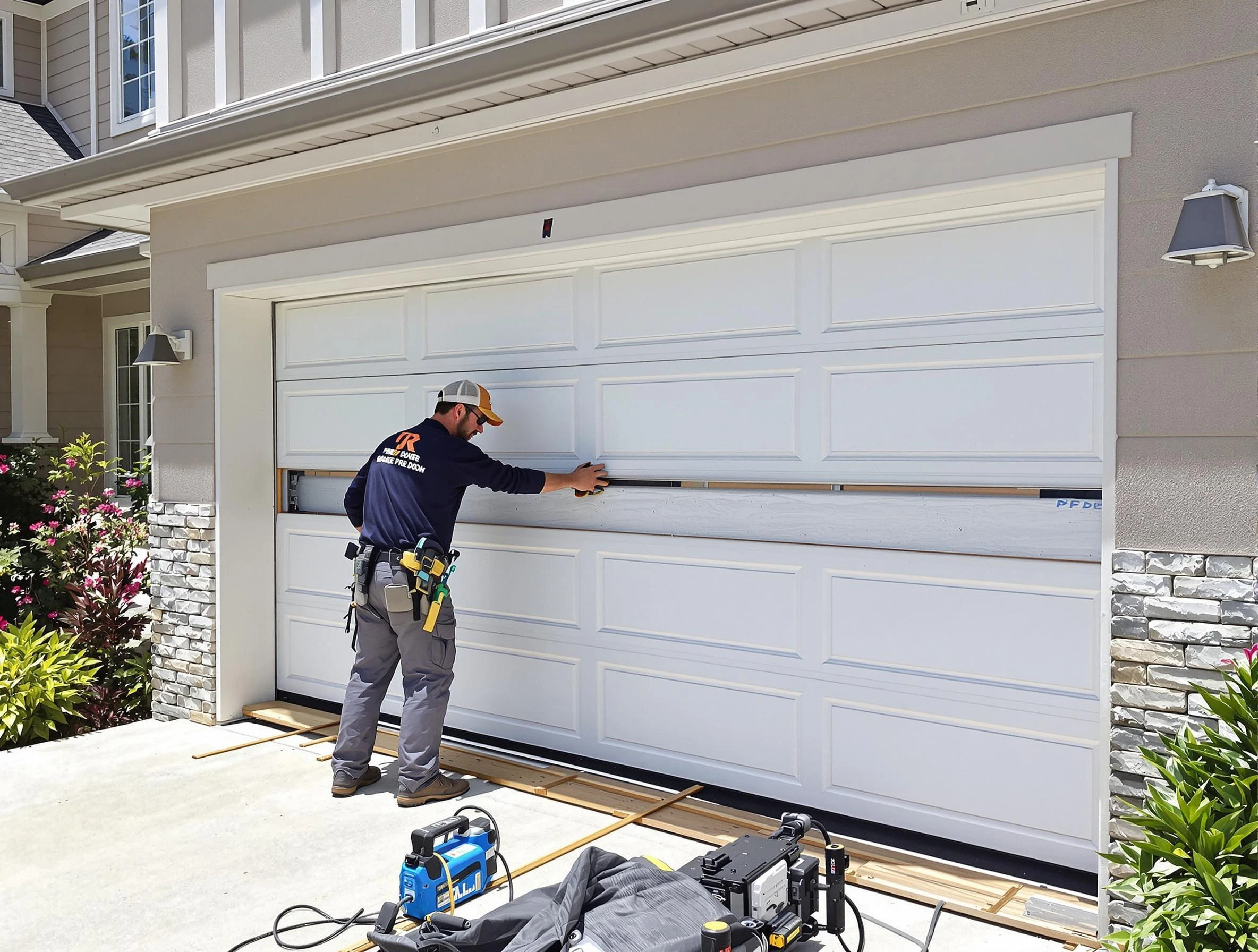 New City Garage Door Repair team performing complete garage door replacement at New City residence